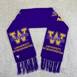 Vintage University of Washington Huskies Scarf Purple Gold Knit Fringe College